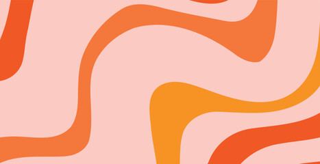 Orange red waves flowing across pink space in rhythmic layered motion