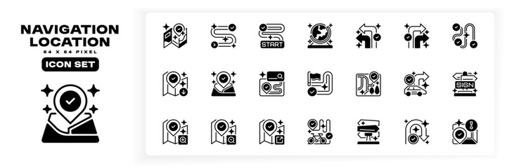 Navigation and Location Line Icon, Outline Symbol for Direction Finding, Map Tracking, Route Planning, Position Marking, and Travel Assistance. Vector Sign Icon.