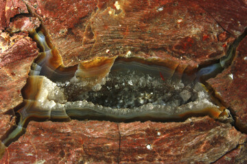 Agate with Quartz Druse in Rhyolitic Rock from Wieda in the Harz Mountains in Germany
