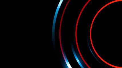 Glowing Red and Blue Neon Circular Lines