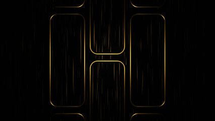 Gold Metal Square Lines on Black Background