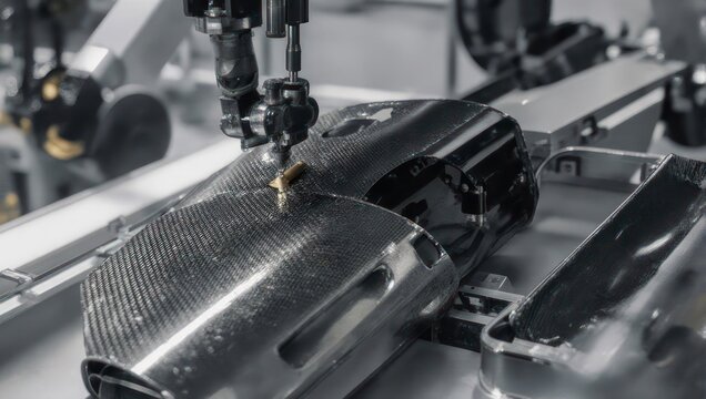 Automated Industrial Machine Precisely Assembling Complex Electronic Device Components.