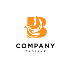 Letter B Fire Bird Logo Icon Vector