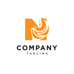 Letter N Fire Bird Logo Icon Vector