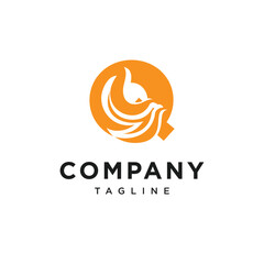 Letter Q Fire Bird Logo Icon Vector