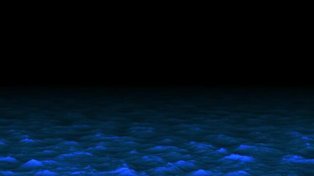 Pure blue Ocean water waves against a black background at Slow motion, Powerful storm on the sea