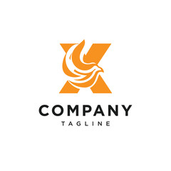Fototapeta premium Letter X Fire Bird Logo Icon Vector