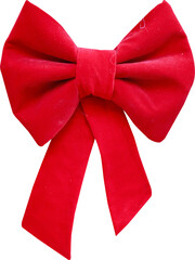 red velvet bow on transparent background