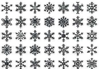 Snowflake Icon Set Flat Vector (30 unique)