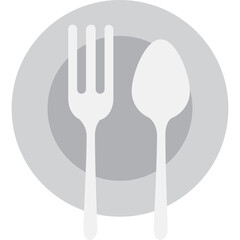 White Silhouette Of Fork Spoon And Plate Isolated On Transparent Background Minimalist Icon Representation Of Dining And Mealtime Essentials