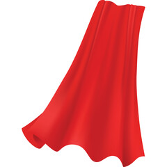 Vibrant Red Superhero Cape Fluttering Gracefully Against a Clean White Background with Soft Shadows Highlighting its Flowing Fabric and Elegant Draping © Sean