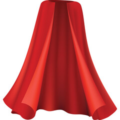 Vibrant Red Superhero Cape Flowing and Billowing in Dramatic Motion with Subtle Shadows Evoking a Sense of Power and Adventure on a Clean Background