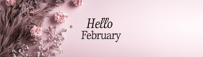 Valentines Style Banner with Hello February