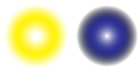 Abstract yellow and blue light orbs on black background