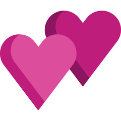 Two Pink Hearts With 3d Effect On Transparent Background Love Symbol