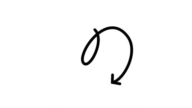 Hand drawn arrow curly spiral doodle direction symbol