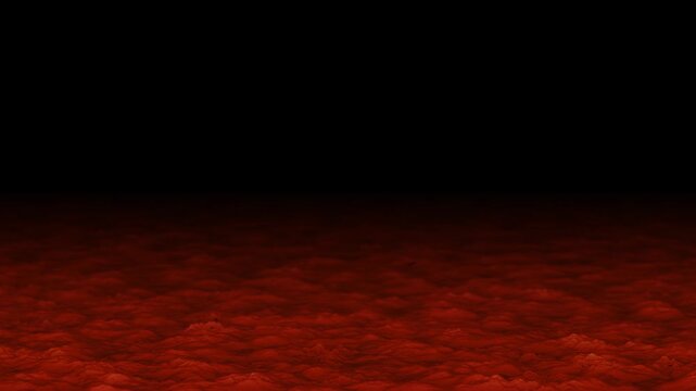 Cinemagraph of the crimson red sea surface with rolling waves and ripples on dark background. Aerial front view. Natural loopable seamless background