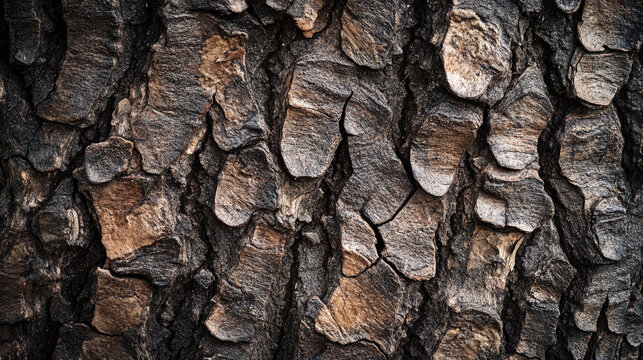 Macro close-up of tree bark texture highlighting natural patterns, rough surface details, and organic structure ideal for nature photography, backgrounds, ecological visuals, and botanical studies - Powered by Adobe
