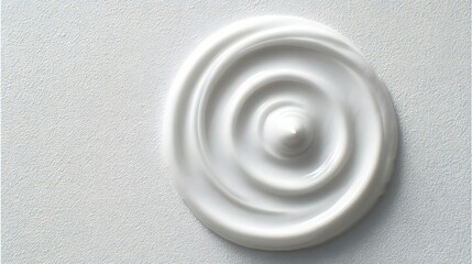 Swirled dollop of white creamy substance presents smooth texture on light background