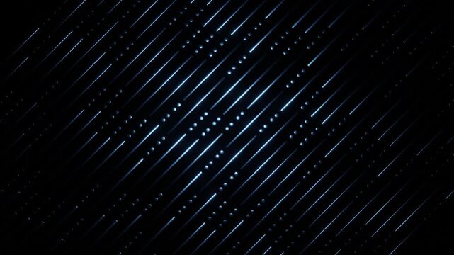 Dark glowing line and dots pattern creating continuous falling motion in abstract loop