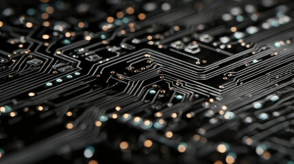 Futuristic motherboard architecture with glowing connections, digital connectivity