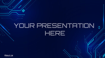 Abstract digital circuit board on an electric blue technological background. Circuit board with connected lines and dots on an abstract digital motherboard. 