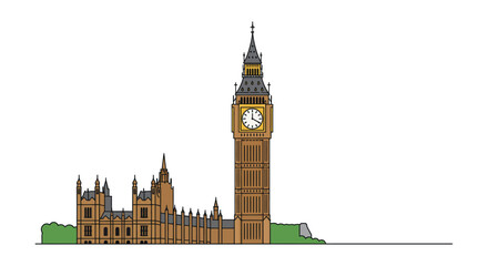 big ben and houses of parliament iconic london landmarks against a white background ideal for travel blogs and architectural presentations.