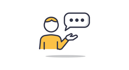 Fototapeta premium explaining concept with gesture and speech bubble presenting ideas sharing thoughts teaching ideal for communication and learning platforms