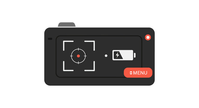 modern camera interface display showing battery level  focus perfect for illustrating digital photography apps and innovative technology