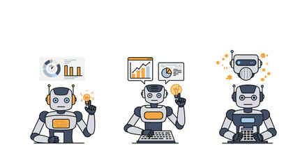 Fototapeta premium ai data analysis intelligent robots analyzing data insights creating algorithms and calculating information in the future for innovative solutions