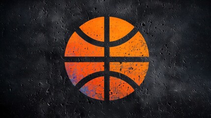 Grunge basketball symbol on concrete wall background