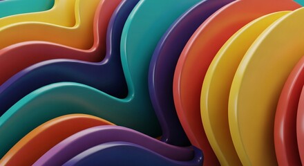 Obraz premium Vibrant and colorful abstract background with flowing wavy layers and smooth plastic textures