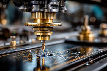 Precision machining process with a metal cutter in a workshop environment