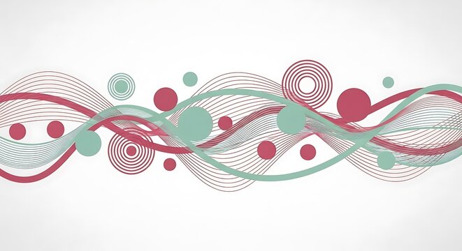 Abstract composition of undulating lines and circular design elements