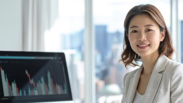 Trader in office with smiling. - Powered by Adobe