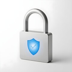 Silver padlock with blue shield offers peace of mind for secure data protection