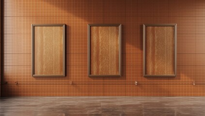 Four movie poster frames along the walkway in modern interior design for movie theater