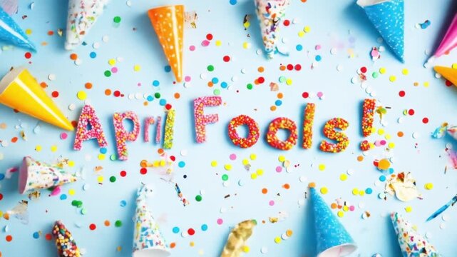Festive April Fools' Day Celebration with Colorful Decorations and Prank Elements