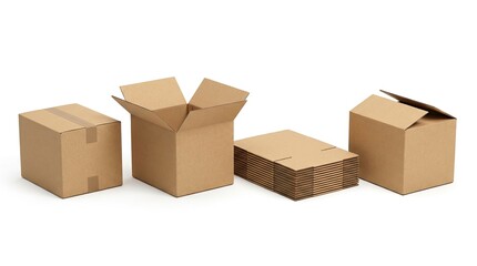 Fototapeta premium Cardboard boxes in various forms against a white background