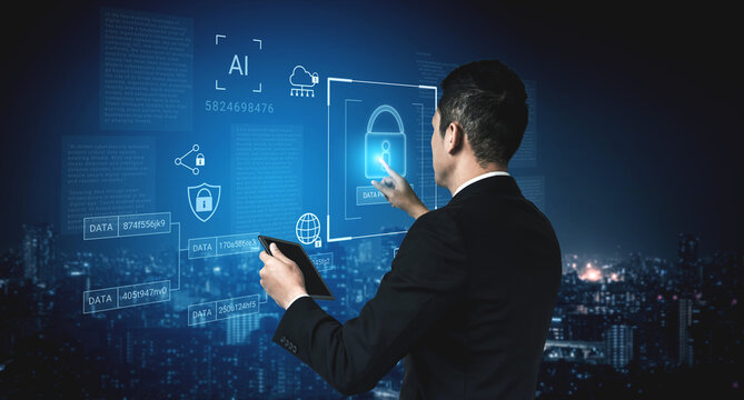 Digital padlock surrounded by data security diagrams representing encryption, network protection, and secure information management Parse