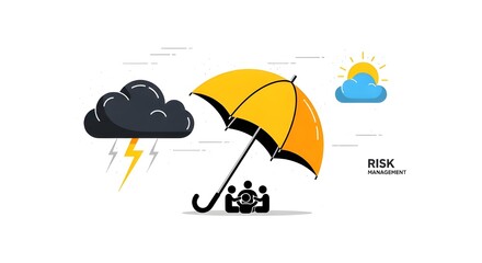 Safeguarding team success with risk management strategy and protective umbrella