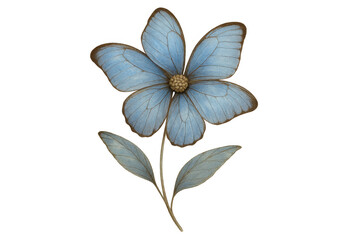 Fototapeta premium Butterfly petals creating a whimsical blue flower, a surreal hybrid art piece painted in soft watercolor style