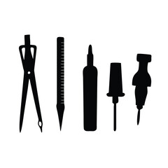 Architectural tools creating design concepts in simple black and white