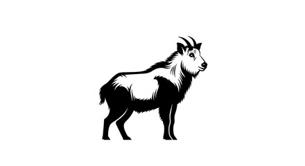 Obraz premium Black and white goat illustration standing proudly.