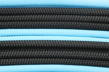 Close-up of silicone braided computer wires
