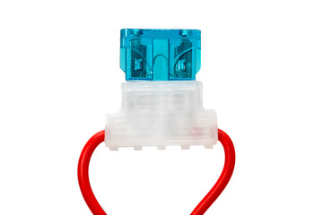 Automotive fuses in a 12V electrical circuit, blue in color, used to protect the wiring and electrical equipment of vehicles, shown on a white background.