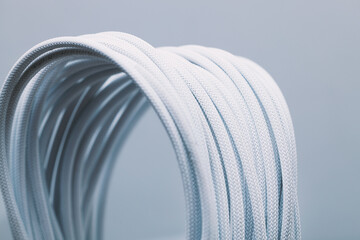 White computer cables, computer power supply wiring
