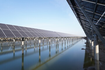 Solar photovoltaic panels on the wate
