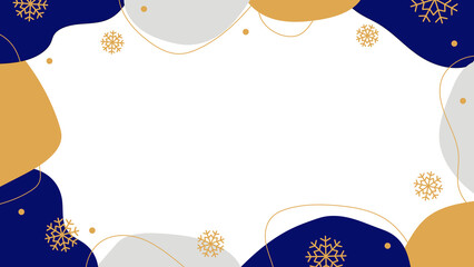 冬の雪の結晶と抽象デザインが囲む華やかなフレーム背景