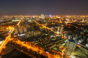 Obraz premium City view of Tianjin China at night